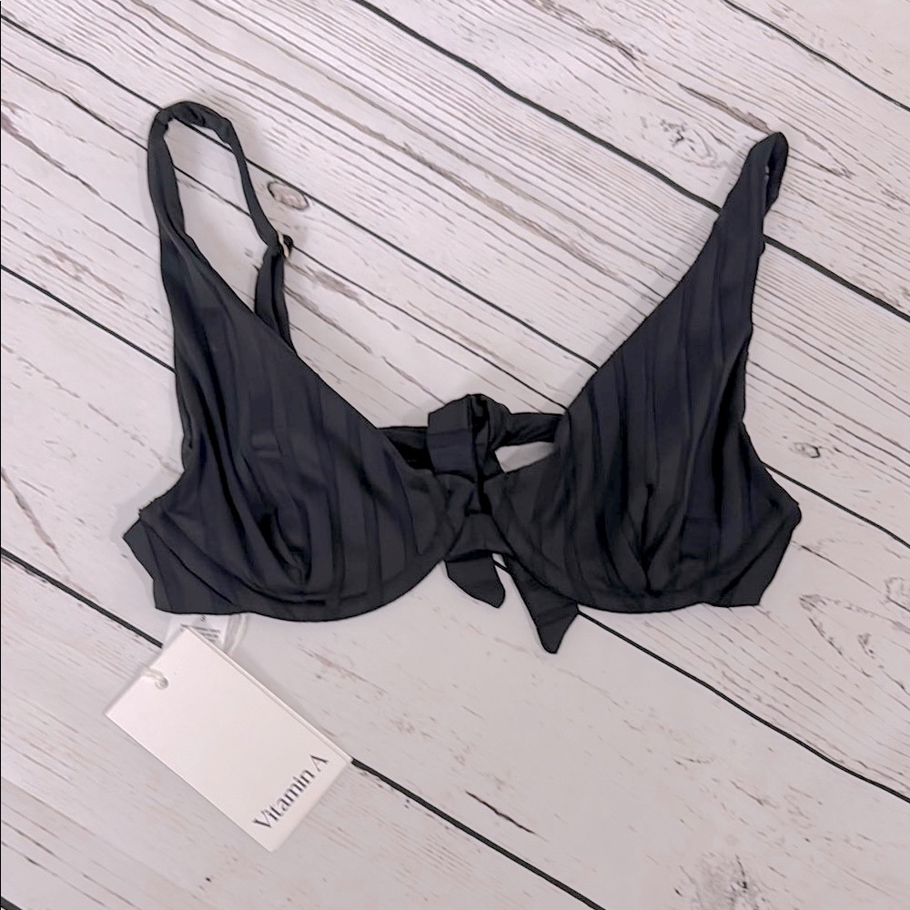 VITAMIN A Black Bikini Top Size S NWT